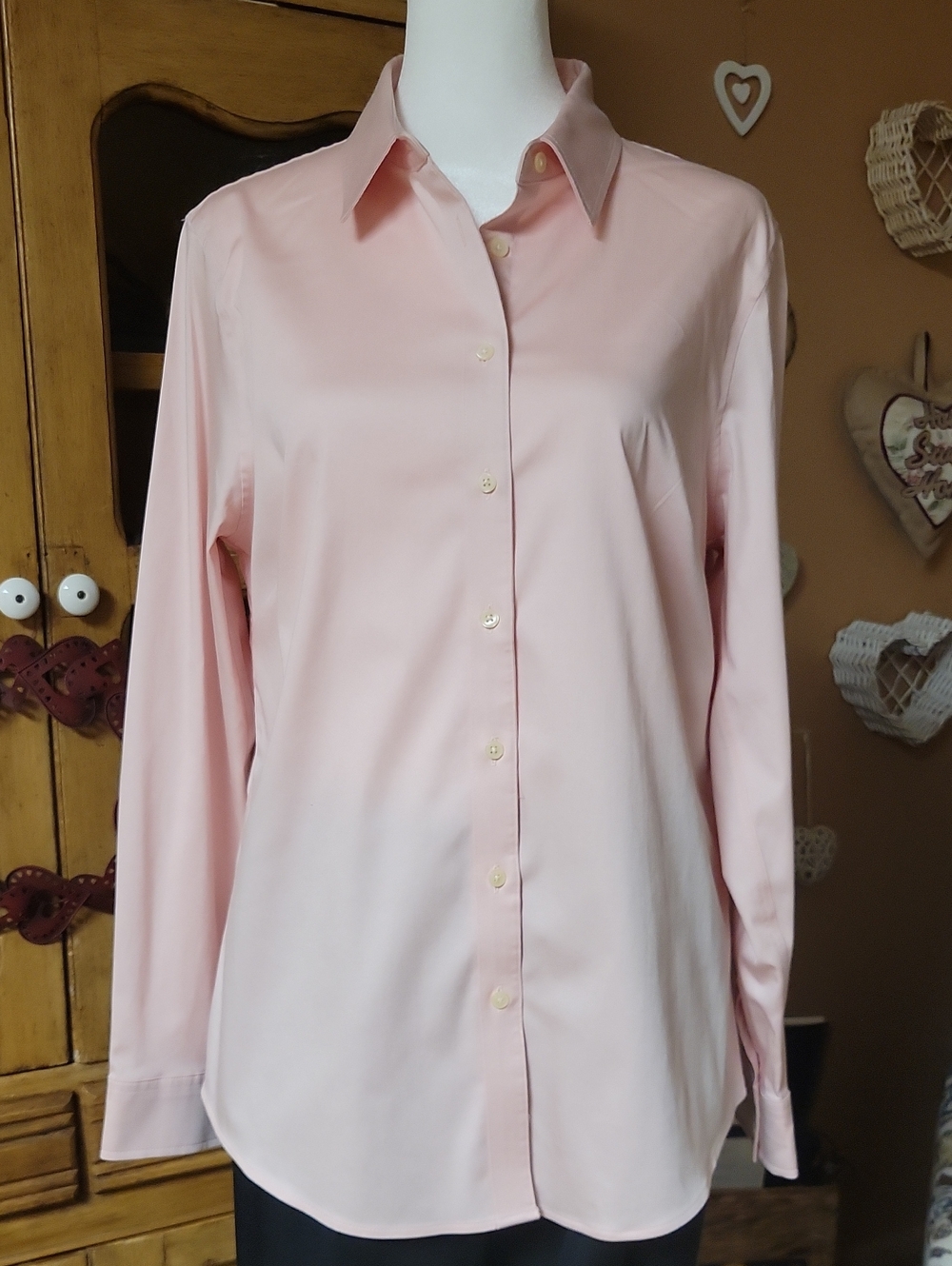Banana Republic Pale Pink Long-Sleeve Tailored Fit Button Down Shirt Sz 12
